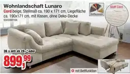 Möbelfundgrube Wohnlandschaft Lunaro Cord beige Angebot