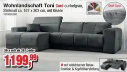 Möbelfundgrube Wohnlandschaft Toni Cord dunkelgrau Angebot