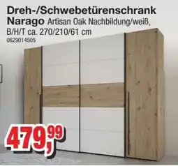 Möbelfundgrube Dreh-/Schwebetürenschrank Narago Artisan Oak Nachbildung/weiß Angebot