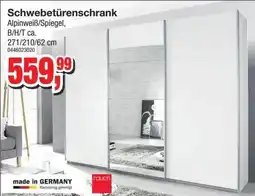 Möbelfundgrube Schwebetürenschrank Alpinweiß/Spiegel Angebot