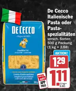 HIT De Cecco Italienische Pasta oder Pastaspezialitäten Angebot
