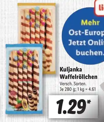 Lidl Kuljanka Waffelröllchen 280g Angebot