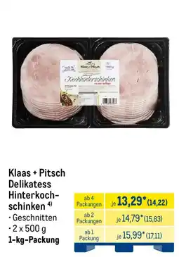 METRO Klaas + Pitsch Delikatess Hinterkochschinken Angebot