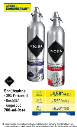 METRO RIOBA Sprühsahne Angebot