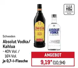 METRO Absolut Vodka/Kahlua Angebot