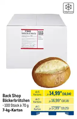 METRO Back Shop Bäckerbrötchen Angebot