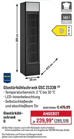 METRO Glastürkühlschrank GSC 2133B Angebot