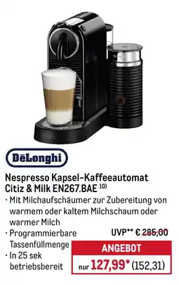 METRO DeLonghi Nespresso Kapsel-Kaffeeautomat Citiz & Milk EN267.BAE Angebot