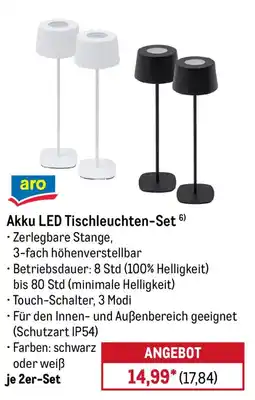 METRO aro Akku LED Tischleuchten-Set Angebot
