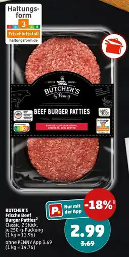 PENNY BUTCHER'S Frische Beef Burger Patties Classic Angebot