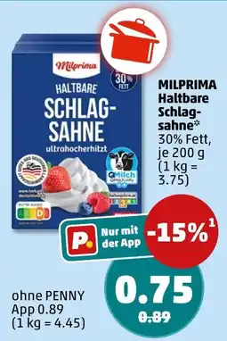 PENNY Milprima Haltbare Schlagsahne Angebot
