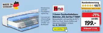 Lidl 7 Zonen Taschenfederkern Matratze  XXL Gel Star T-1000 Angebot