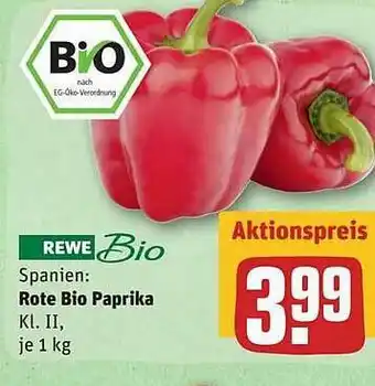 REWE Rewe Bio Spanien: Rote Bio Paprika Angebot