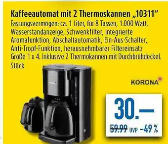 diska Kaffeeautomat Mit 2 Thermoskannen Angebot