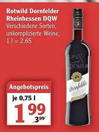 Globus Rotwild Dornfelder Rheinhessen Dqw Angebot