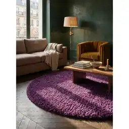 Netto Marken-Discount Hochflorteppich RHEIN, einfarbig, aus Polypropylen, Violett, Ø 200 cm Angebot