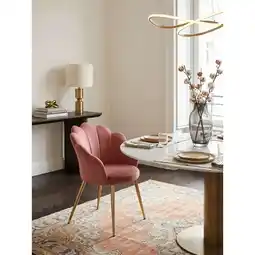 Netto Marken-Discount Esszimmerstuhl Samtbezug mit Metallgestell Schalenform Skandinavisch gepolstert, Rosa 53x48x80 cm Angebot