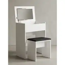 Netto Marken-Discount Schminktisch – Weiß, 60x81x40 cm, mit Klappspiegel, Hocker & Fach, Holz-Optik, modern Angebot