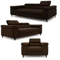 Netto Marken-Discount 3-2-1 Sofa Set Utah Braun Velvet Premium Bettfunktion und verstellbaren Kopfstützen Angebot