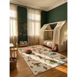 Netto Marken-Discount Kinderteppich Dinosaurier-Landschaft Creme 200x290 cm Waschbar Angebot