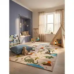 Netto Marken-Discount Kinderteppich Dinosaurier-Landschaft Beige 80x150 cm Waschbar Angebot