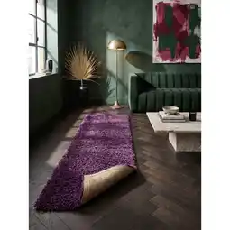Netto Marken-Discount Hochflorteppich RHEIN, einfarbig, aus Polypropylen, Violett, 80 x 250 cm Angebot