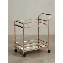 Netto Marken-Discount Servierwagen – Dunkelgold, 2 Ebenen, Glasplatte, mit Bremsen, auf Rollen Angebot