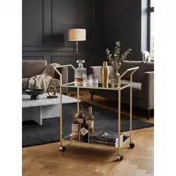Netto Marken-Discount Servierwagen – Gold, 73x78x37 cm, Glasplatte, auf Rollen Angebot