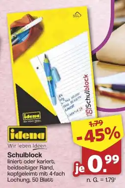 Famila Nord West idena Schulblock Angebot