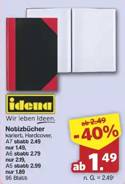 Famila Nord West Notizbücher karierter, Hardcover, A7 Angebot
