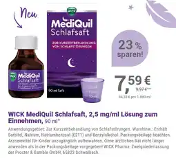 Alliance Healthcare WICK MediQuil Schlafsaft, 2,5 mg/ml Lösung zum Einnehmen Angebot
