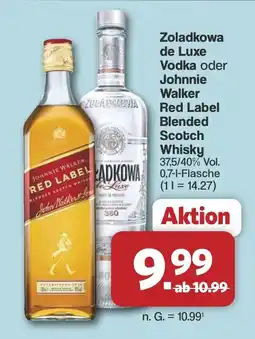 Famila Nord West Zoladkowa de Luxe Vodka oder Johnnie Walker Red Label Blended Scotch Whisky Angebot