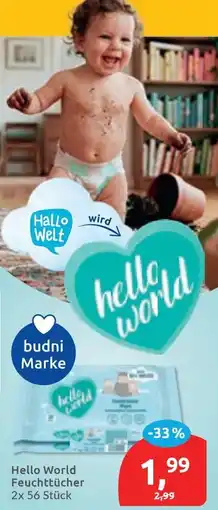 Budni Hello World Feuchttücher Angebot