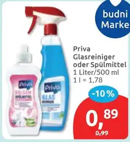 Budni Priva Glasreiniger oder Spülmittel Angebot