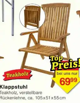 Wiglo Wunderland Teakholz Klappstuhl Angebot