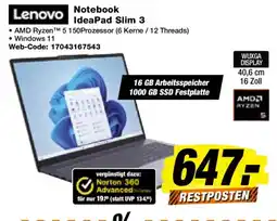 Expert Lenovo Notebook IdeaPad Slim 3 Angebot