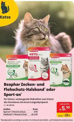 Das Futterhaus Beaphar Zecken- und Flohschutz-Halsband oder Sport-on Angebot