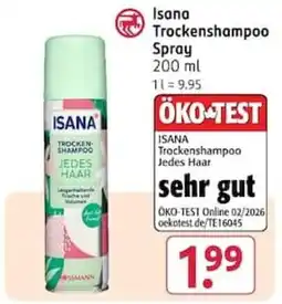 Rossmann Isana Trockenshampoo Spray Angebot
