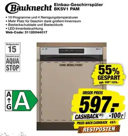 Expert Bauknecht Einbau-Geschirrspüler BKS V1 PAM Angebot