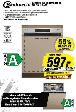 Expert Bauknecht Einbau-Geschirrspüler BKS V1 PAM Angebot