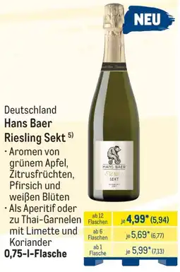 METRO Hans Baer Riesling Sekt Angebot