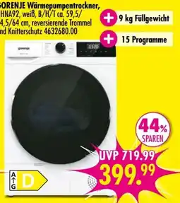 Möbel Boss GORENJE Wärmepumpentrockner Angebot