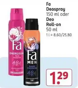 Rossmann Fa Deospray oder Deo Roll-on Angebot