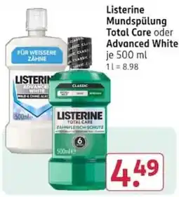 Rossmann Listerine Mundspülung Total Care oder Advanced White Angebot