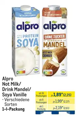 METRO Alpro Not Milk/Drink Mandel/Soya Vanille Angebot