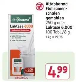 Rossmann Altapharma Flohsamenschalen Laktase 6000 Angebot