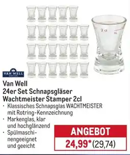 METRO Van Well 24er Set Schnapsgläser Wachtmeister Stamper 2cl Angebot