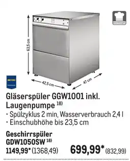 METRO Gläserspüler GGW1001 inkl. Laugenpumpe Angebot