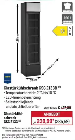 METRO Glastürkühlschrank GSC 2133B Angebot