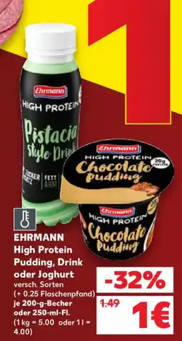 Kaufland EHRMANN High Protein Pudding, Drink oder Joghurt Angebot
